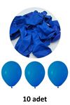 Mavi Balon 12" - 30 cm Lateks Mavi Renk Balon 10'lu Paket