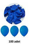 Mavi Balon 12" - 30 cm Lateks Mavi Renk Balon 100'lu Paket