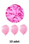 Pembe Balon 12" - 30 cm Lateks Pembe Renk Balon 10'lu Paket