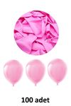 Pembe Balon 12" - 30 cm Lateks Pembe Renk Balon 100'lu Paket