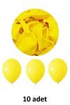 Sarı Balon 12" - 30 cm Lateks Sarı Renk Balon 10'lu Paket