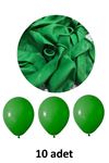 Yeşil Balon 12" - 30 cm Lateks Yeşil Renk Balon 10'lu Paket